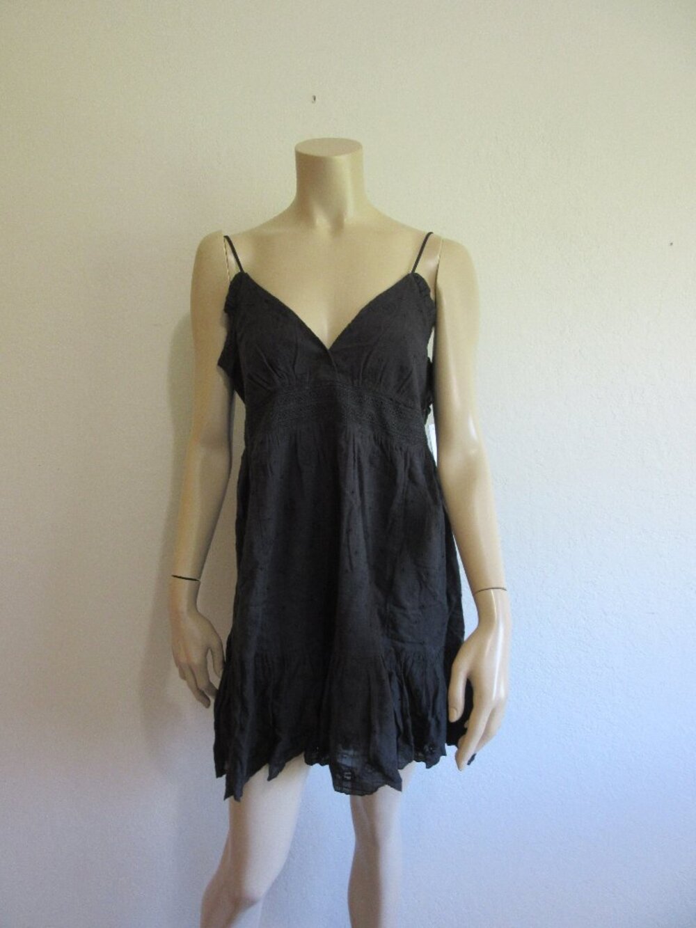 BP Black Eyelet & Floral Embroidered Pattern L Mini Dress NWT